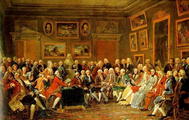 Anicet-Charles-Gabriel Lemonnier In the Salon of Madame Geoffrin in 1755 Norge oil painting art